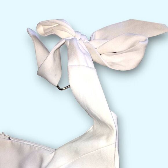 Lulu's Maxi Dress Sz XL Radiant Romance White Tie Straps Slit Wedding Bridesmaid - Picture 10 of 13